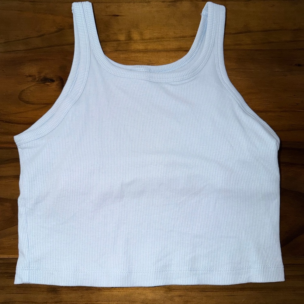 PINK Victoria's Secret light blue Ribbed Crop Tank